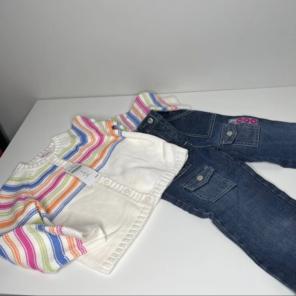 Gymboree button down sweater and jeans